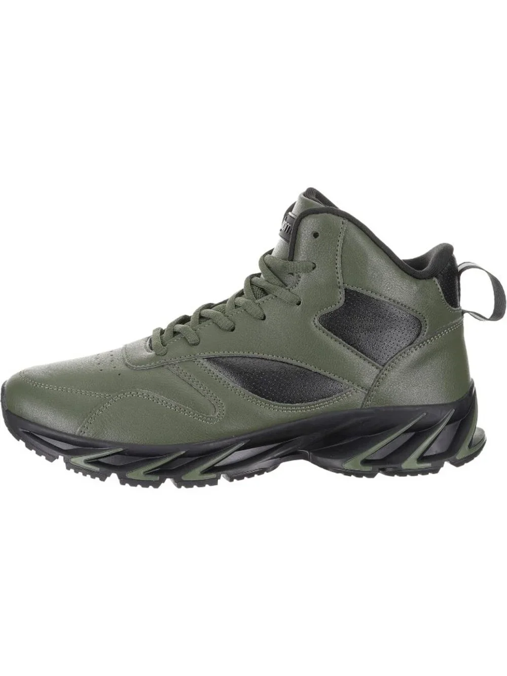 Joomra Men's Army Green Rubber Leather High Top Athletic Inspire Lace Up Sneaker